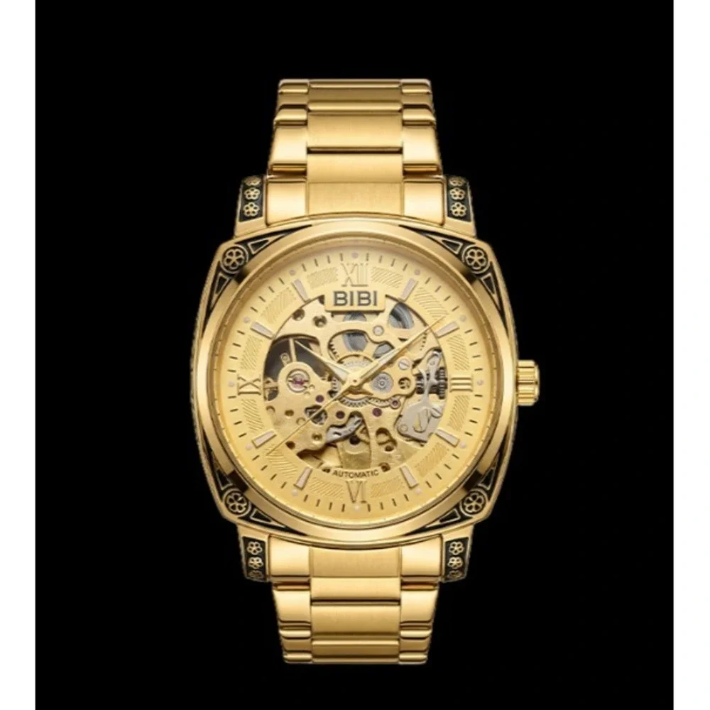 BIBI Automatic Skeleton‎ Gold Watch 41.5mm